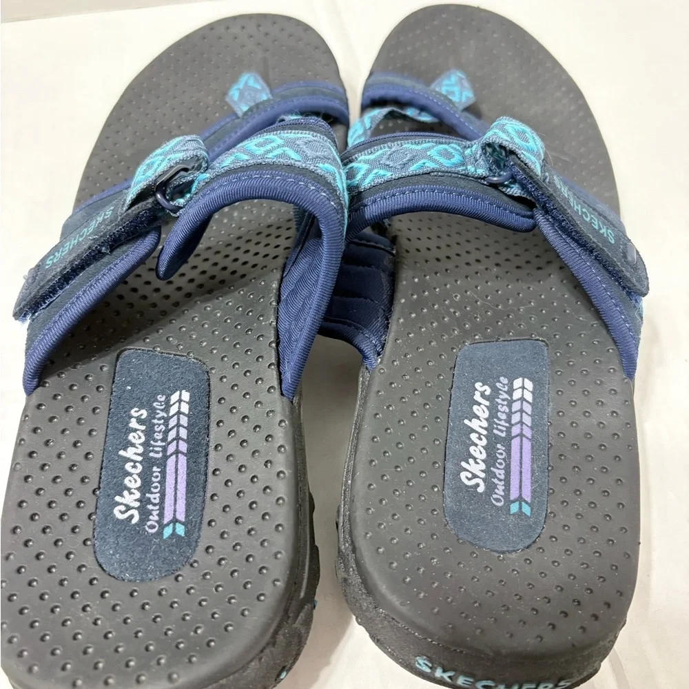 Skechers Reggae Trailway  Navy and Teal Flip-Flop Summer Sandals. Woman’s 11 - Picture 7 of 11